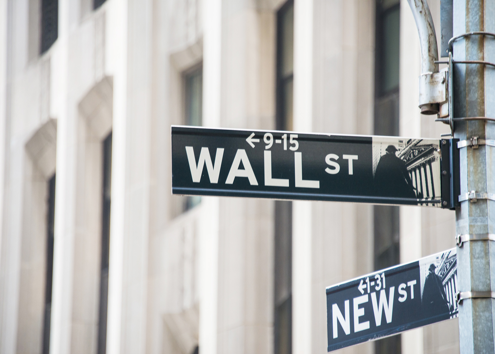 financial translation Wall Street Sign